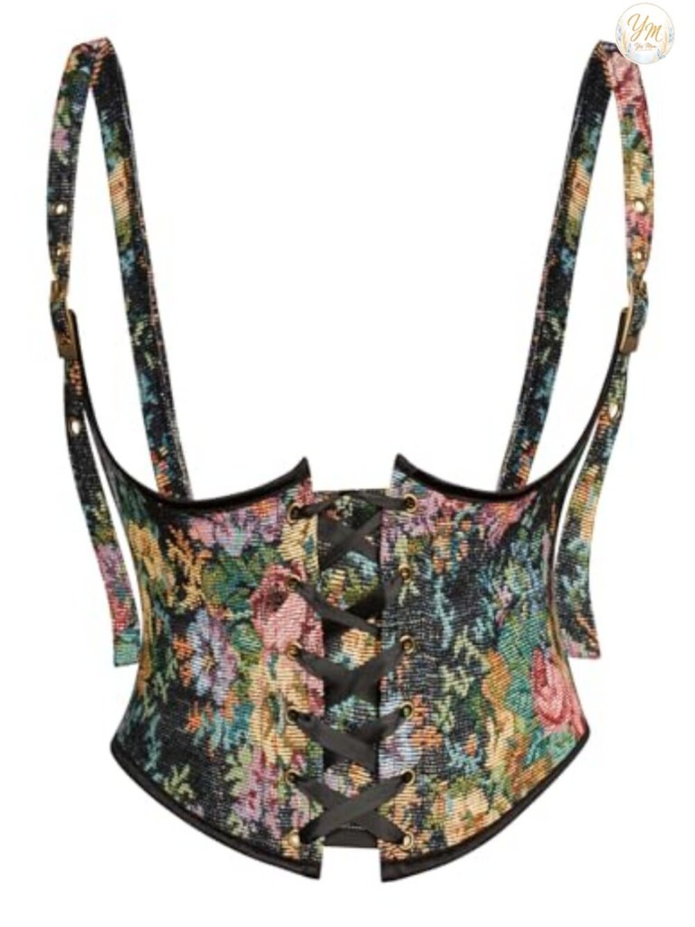 Floral Renaissance Underbust Corset Belt Lace-Up Boned Waist Belt